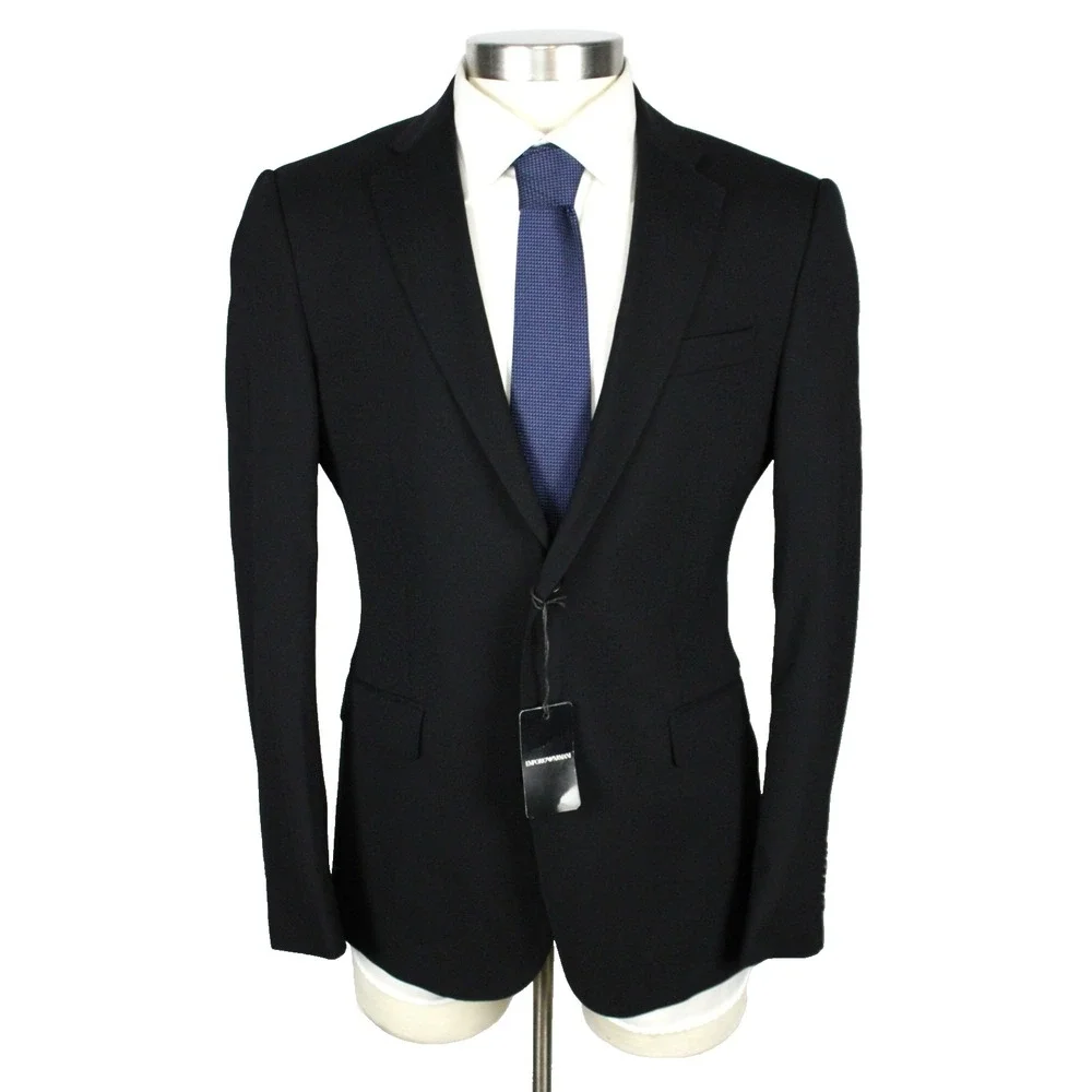 Emporio Armani Blazer 38 R (48 EU) Mens Black Wool M Line Slim Fit Sport Coat